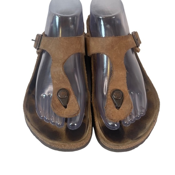 Birkenstock Gizeh Brown Leather Thong Cork Sandals Size 8 Euro 39 - Picture 6 of 14